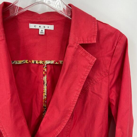 CAbi Blazer Jacket Size 8 Red Single Button Notch Collar Cotton Spandex Stretch - Picture 3 of 11